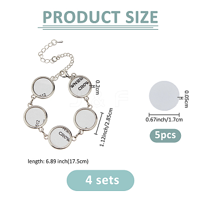 4 Sets Sublimation Blank Alloy Bracelet Making BJEW-FH0001-10C-1