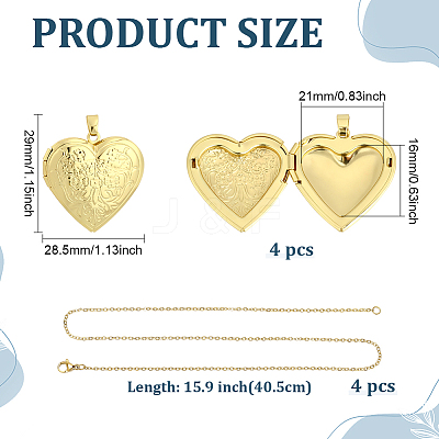 4Pcs Brass Heart Locket Pendants NJEW-ME0001-19-1