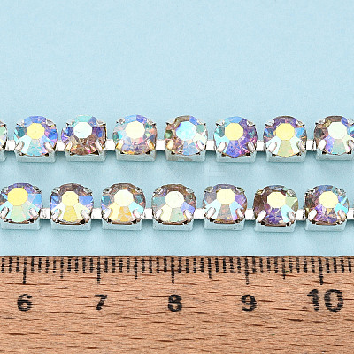 Brass Rhinestone Strass Chains CHC-T001-SS28-02S-1