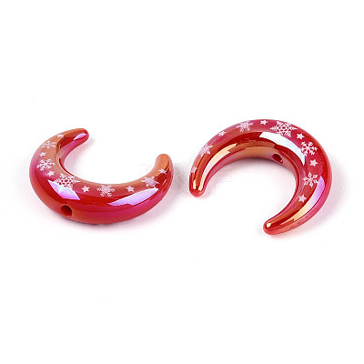 Christmas UV Plating Printed Opaque Acrylic Beads MACR-N018-07D-1