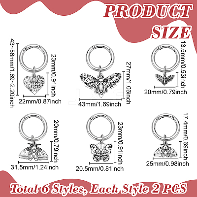 12Pcs 6 Style Alloy Pendant Decorations HJEW-GA00036-1