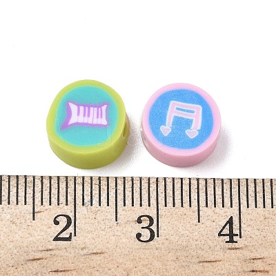 Printed Handmade Polymer Clay Beads CLAY-P005-11-1