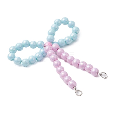 3Pcs 3 Styles Opaque Acrylic Beads with Brass Crimp Beads and Iron Open Jump Rings Pendants PALLOY-JF03487-1