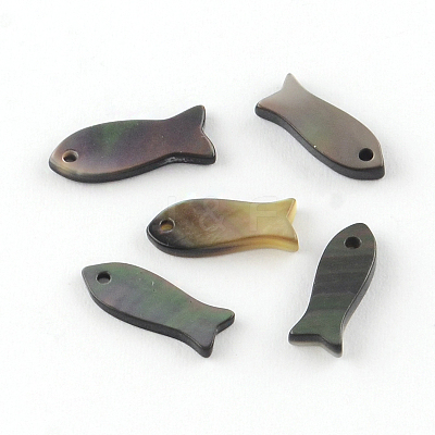 Fish Black Lip Shell Charms X-SHEL-R009-20-1