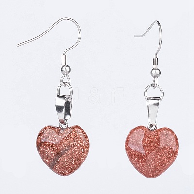 Natural & Synthetic Mixed Gemstone Dangle Earrings X-EJEW-JE02730-1
