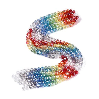 Electroplate Transparent Glass Beads Strands EGLA-Q135-8MM-C03-1
