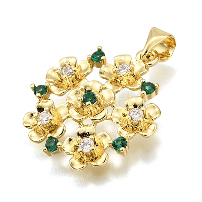 Rack Plating Brass Micro Pave Cubic Zirconia Pendants KK-K401-64A-G-1