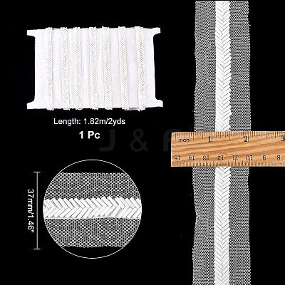Mesh Fabric with Plastic Wheat Beads Ribbon OCOR-CA0001-15-1