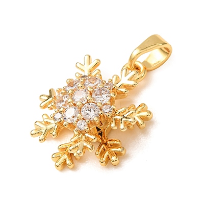 Brass Micro Pave Clear Cubic Zirconia Pendants CU-CBAF727-03C-G-1