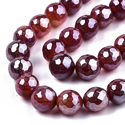 Electroplate Natural Agate Beads Strands G-T131-55-08-1