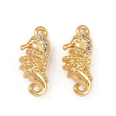 Ocean Theme Brass Micro Pave Cubic Zirconia Charms KK-F902-08B-G-1