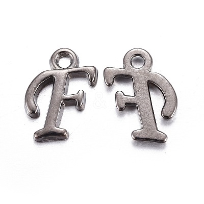 Gunmetal Plated Alloy Letter Pendants LS-PALLOY-J718-01B-F-1