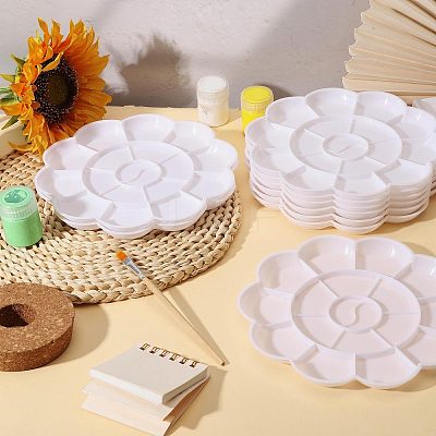 10Pcs Flower Plastic Artist Painting Palette AJEW-GL0003-39-1