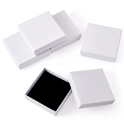 5Pcs Rhombus Textured Cardboard Jewelry Packing Boxes with Sponge Inside CBOX-TA0001-18A-1