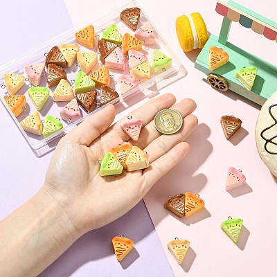 40Pcs 5 Colors Opaque Resin Pendants RESI-CJ0004-80-1
