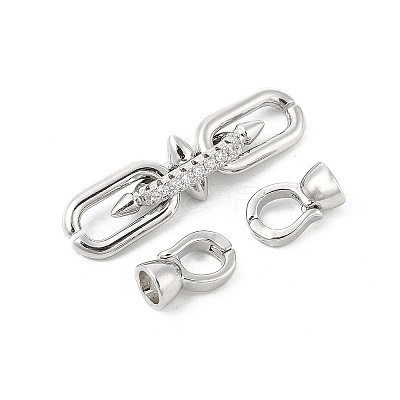 Brass Micro Pave Cubic Zirconia Fold Over Clasps KK-U059-07P-1