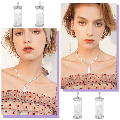 4Pcs Transparent Glass Pendants GLAA-UN0001-05-1