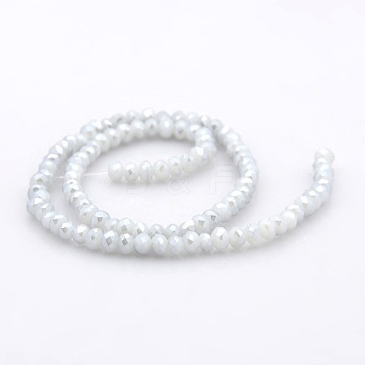 Pearl Luster Plated Faceted Rondelle Imitation Jade Glass Beads Strands GLAA-A024B-PL02-1