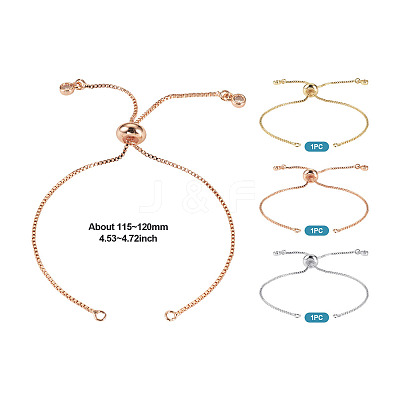 3Pcs 3 Colors Brass Box Chain Slider Bracelet Making KK-TA0003-12-RS-1