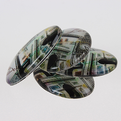 Photo Glass Oval Cabochons X-GGLA-N003-18x25-F04-1