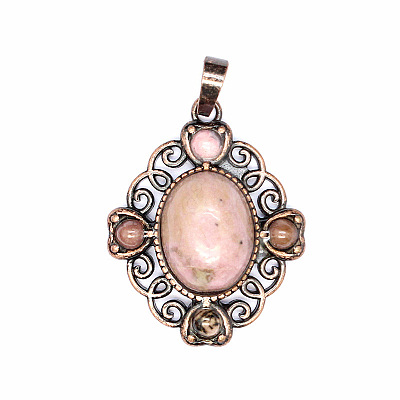 Retro Hollow Natural Rhodonite Pendants PW-WG7B8C5-04-1