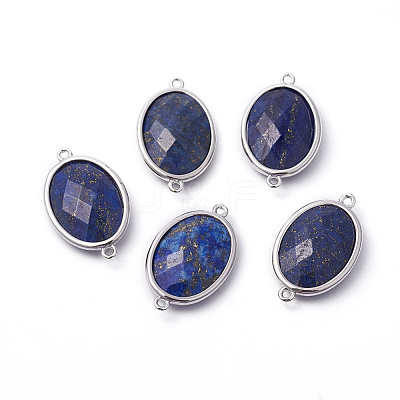 Platinum Tone Brass Lapis Lazuli Links connectors G-F339-B09-1
