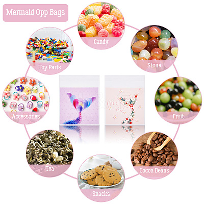 100Pcs 2 Colors Square Plastic Cellophane Self Seal Bags ABAG-TA0001-32-1