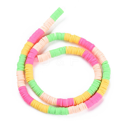 Fixed 4 Color Handmade Polymer Clay Bead Strands CLAY-S096-029N-1