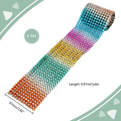 12-Row Resin Spike Stud Cone Flatback Punk Rock Trim Mesh Bead Craft FIND-GA0003-72B-1