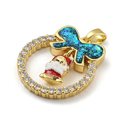 Christmas Brass Micro Pave Cubic Zirconia Pendants KK-H468-01E-02G-1