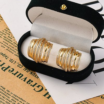 Rack Plating Brass Micro Pave Clear Cubic Zirconia Stud Earrings for Women EJEW-C125-27G-1