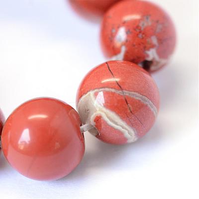 Natural Red Jasper Round Bead Strands G-E334-8mm-27-1