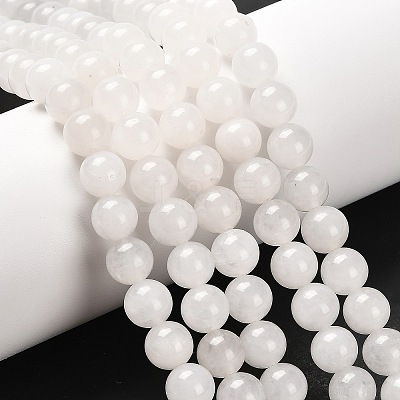 Natural White Jade Round Bead Strands G-E334-8mm-13-1