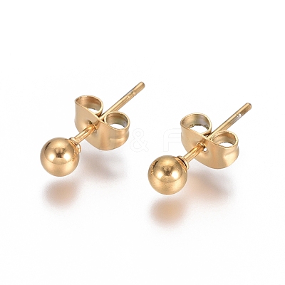 Ion Plating(IP) 304 Stainless Steel Stud Earrings EJEW-L215-57B-G-1