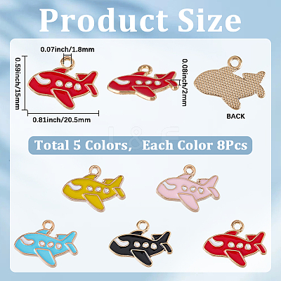 40Pcs 5 Colors Alloy Enamel Pendants ENAM-SC0008-19-1