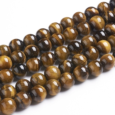 Round Tiger Eye Beads Strands X-Z0RQT013-1
