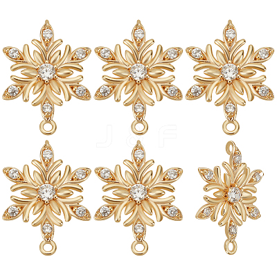 10Pcs Brass Micro Pave Clear Cubic Zirconia Connector Charms ZIRC-BBC0002-40-1