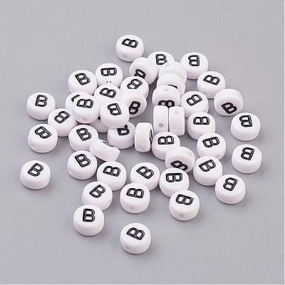 Acrylic Horizontal Hole Letter Beads X-PL37C9070-B-1