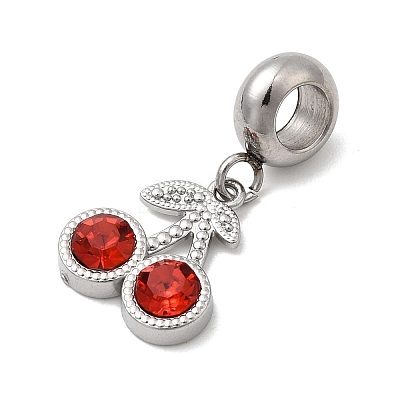 304 Stainless Steel Hyacinth Rhinestone Fruit European Dangle Charms STAS-D153-24P-1