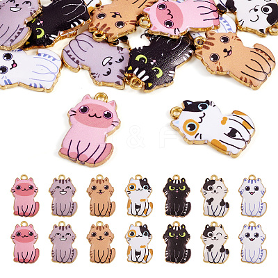 14Pcs 7 Styles Rack Plating Alloy Enamel Pendants FIND-TA0005-24-1
