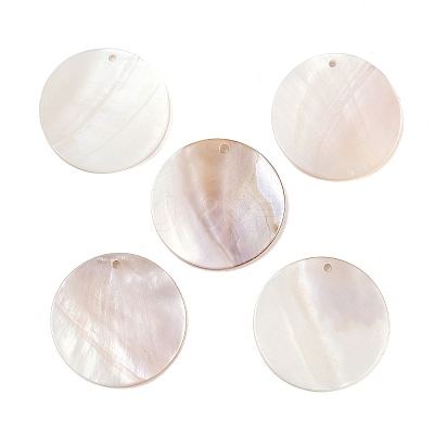 Flat Round Freshwater Shell Pendants X-SHEL-M005-41-1