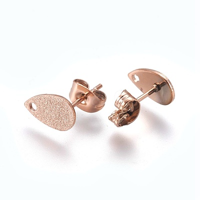 Ion Plating(IP) 304 Stainless Steel Stud Earring Findings STAS-O119-12B-RG-1