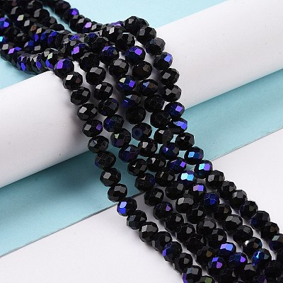 Electroplate Opaque Solid Color Glass Beads Strands EGLA-A034-P8mm-L01-1