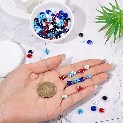 100Pcs 5 Colors Handmade Evil Eye Lampwork Beads Strands LAMP-TA0001-88A-1