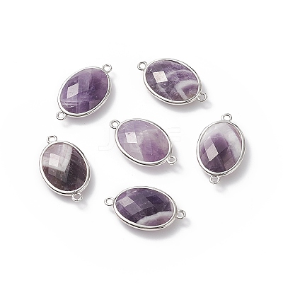 Platinum Plated Brass Amethyst Links connectors X-G-F339-B10-1