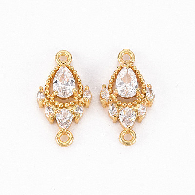 Brass Micro Pave Clear Cubic Zirconia Link Connectors X-ZIRC-S068-023-NF-1