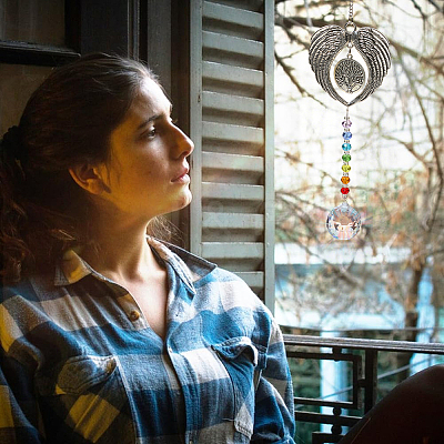 1Pc Heat Transfer Alloy Angel Wing Hanging Ornaments HJEW-BBC0001-15-1