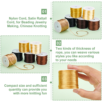 12 Rolls 12 Styles Nylon Satin Rattail Cords NWIR-HY0001-02B-1