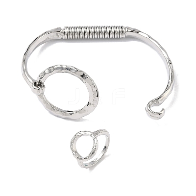 Ring Braaa Hammered Cuff Bangle & Ring Sets LS-SJEW-C008-01P-1