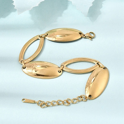 304 Stainless Steel Hollow Oval Link Chain Bracelets SA-CBAF6AD-06G-1